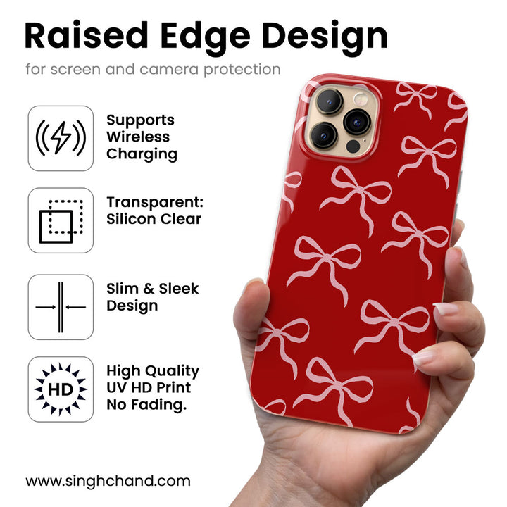 Red and Rosy Bow Silicon Phone Case