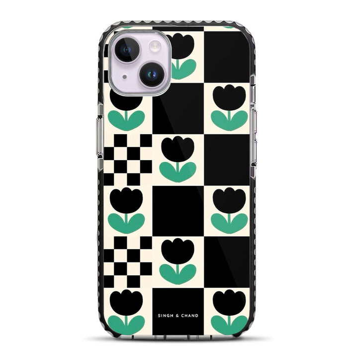 Checkered Flower iPhone 14 Plus Stride Phone Case