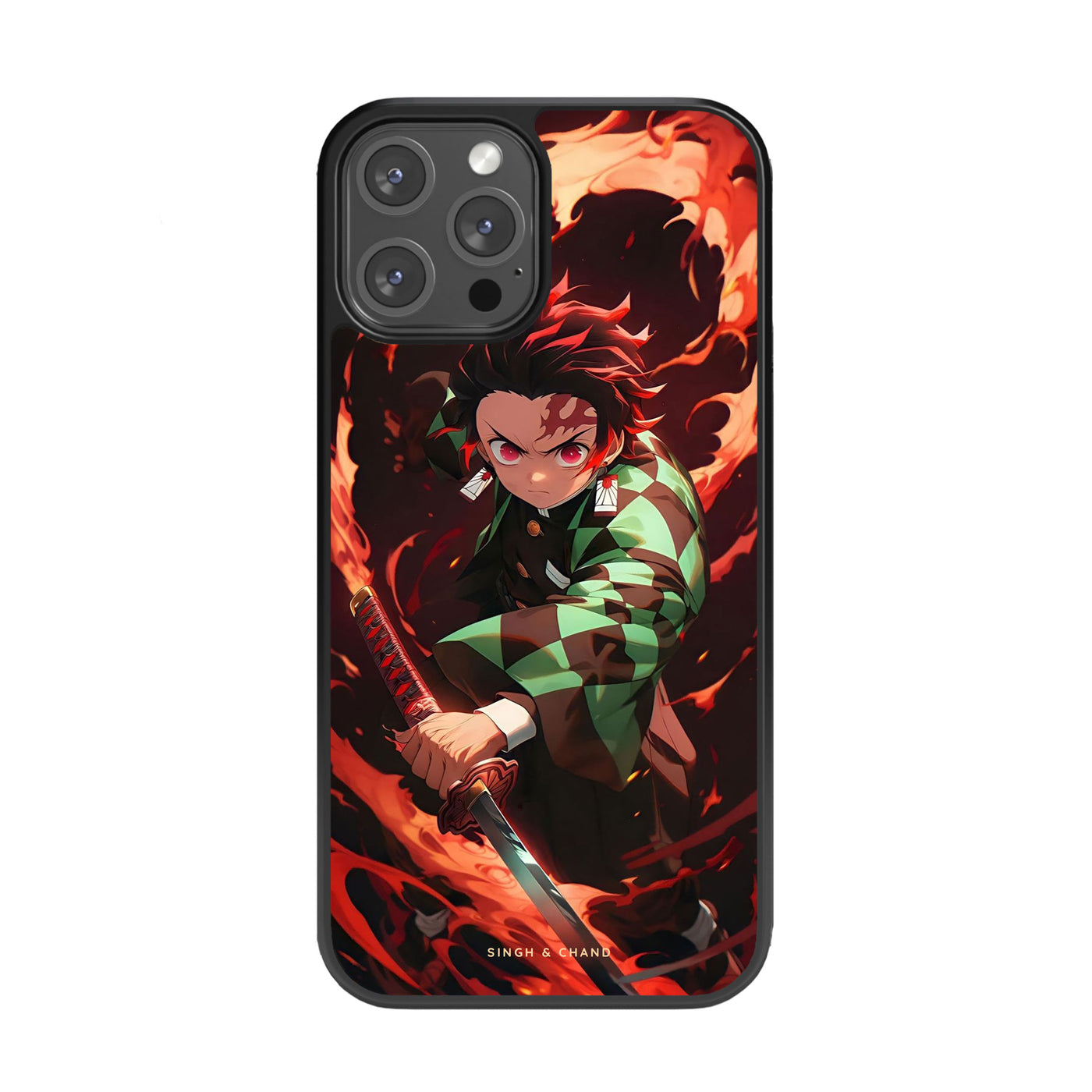 Tanjiro Fire Sword 1.0 Demon Slayer Anime Glass Phone Case