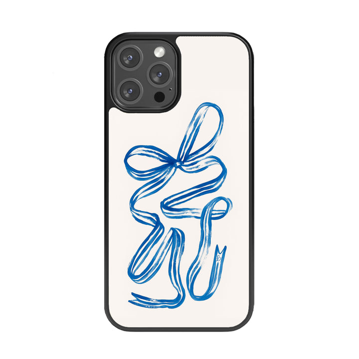 Tangled Grace – Blue Ribbon Twist Case Glass Phone Case