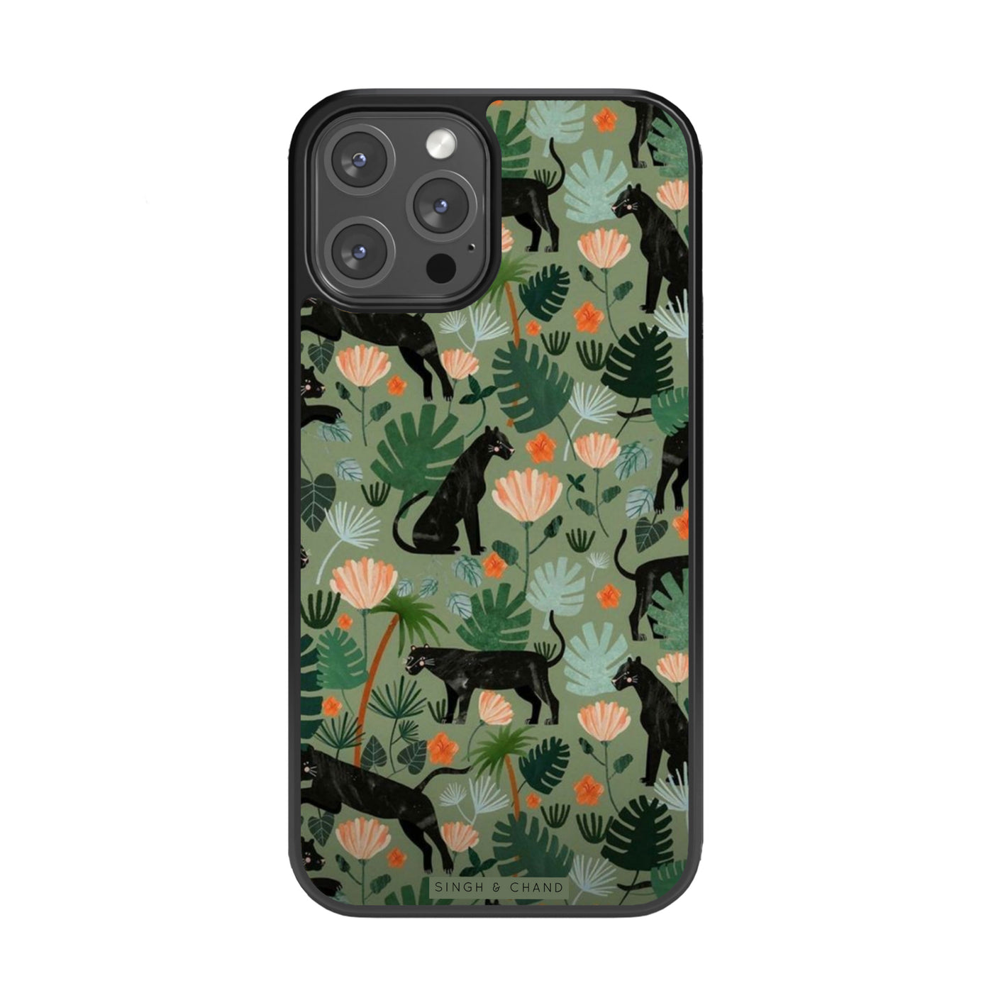 BLACK PANTHER IN THE JUNGLE Glass Phone Case