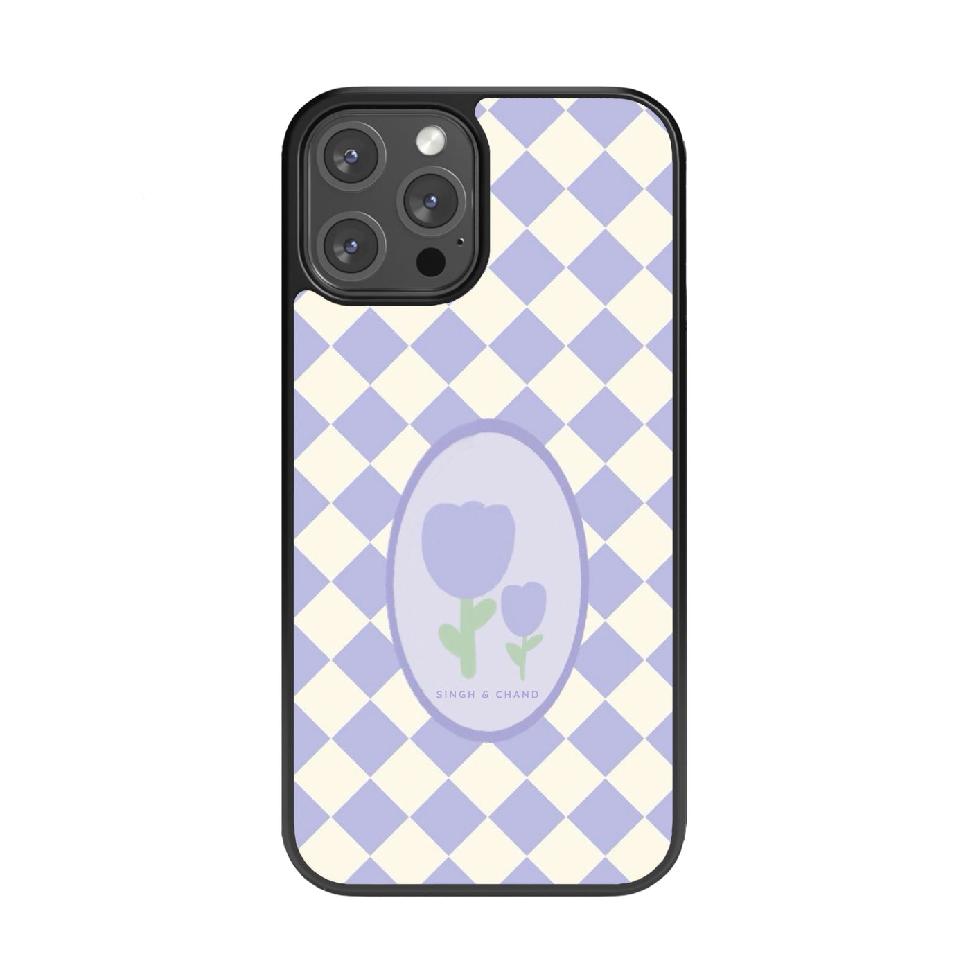 Checkered Bloom Glass Phone Case