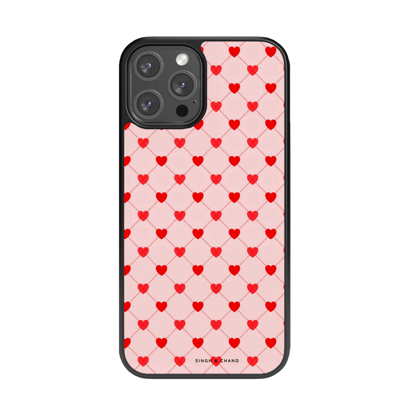Pink Hearts Glass Phone Case