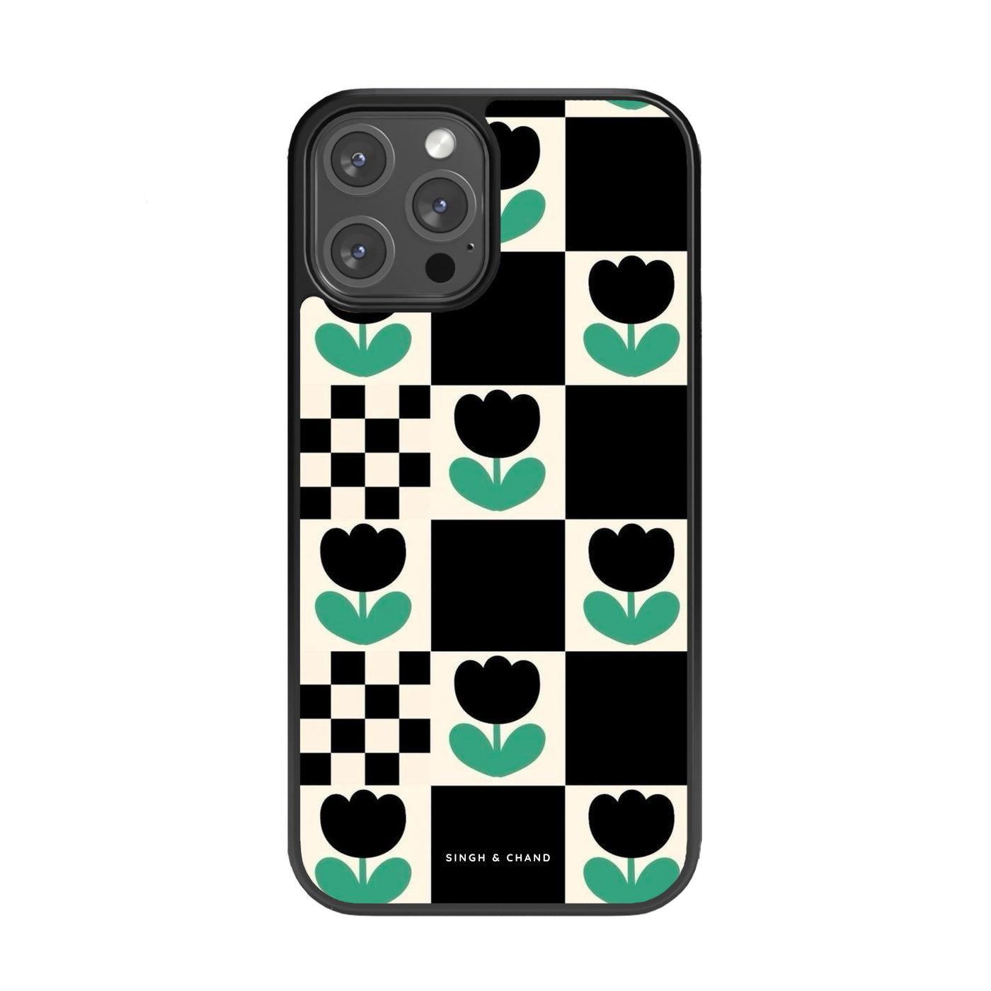 Checkered flower Glass Phone Case