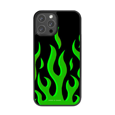 Green flame  pinterest Glass Phone Case