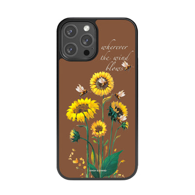 Sunflower and bees Glass Phone Case