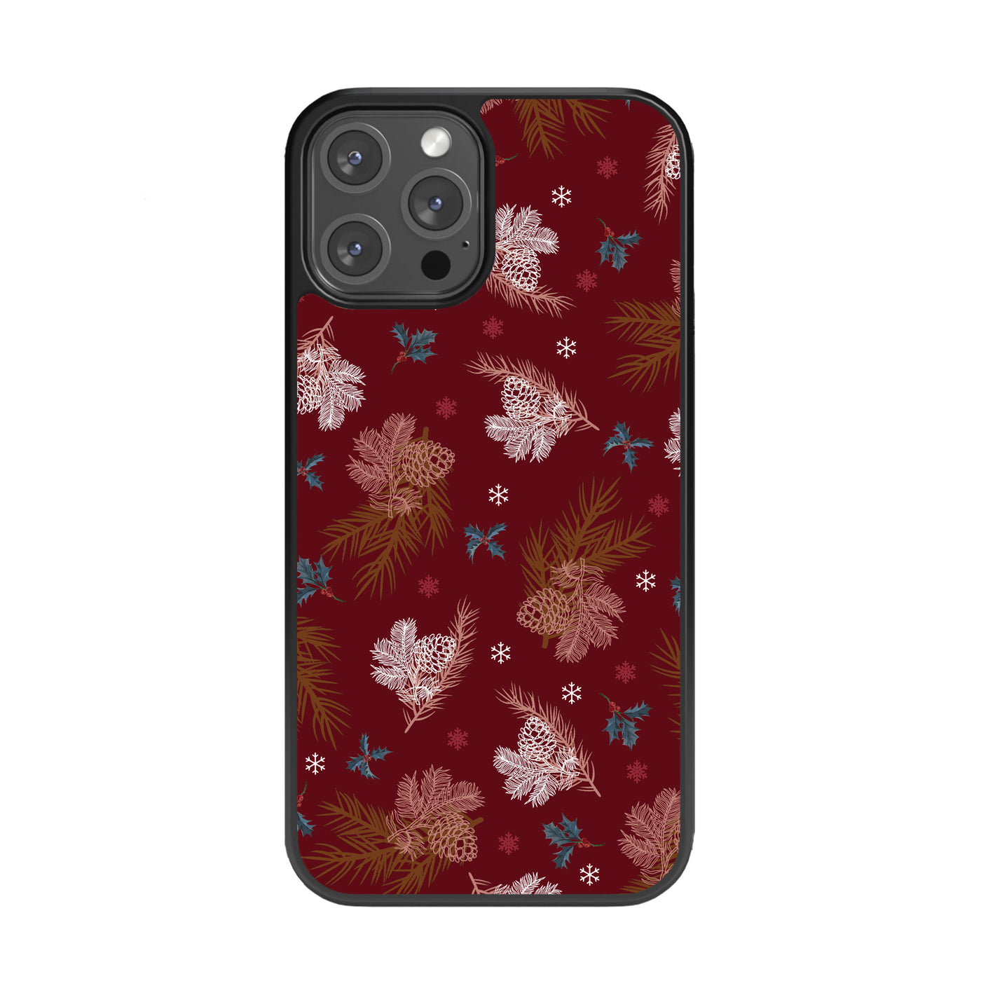 Festive Pinecone Themed Glass Phone Case