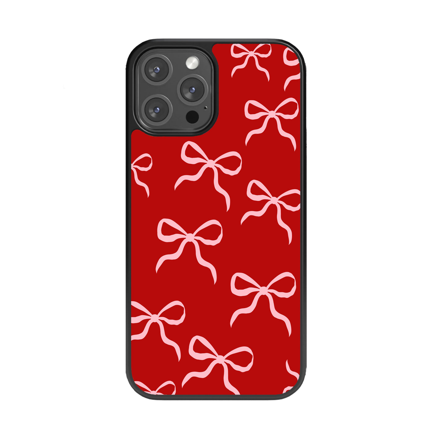 Red and Rosy Bow Glass Phone Case