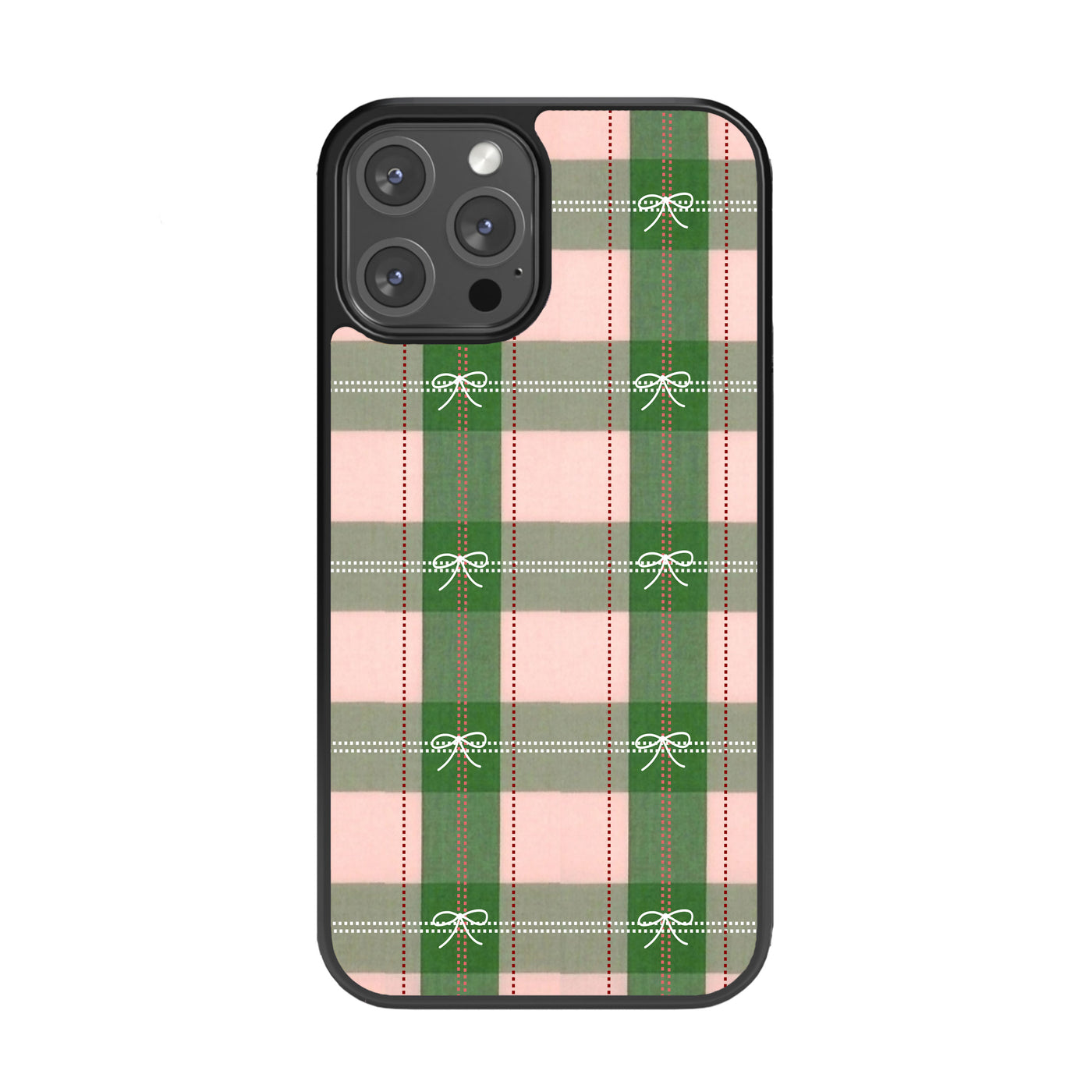 Plaid Elegance Bow Tie Glass Phone Case