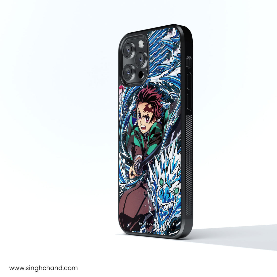 Tanjiro Water Breathing Demon Slayer Anime Glass Phone Case