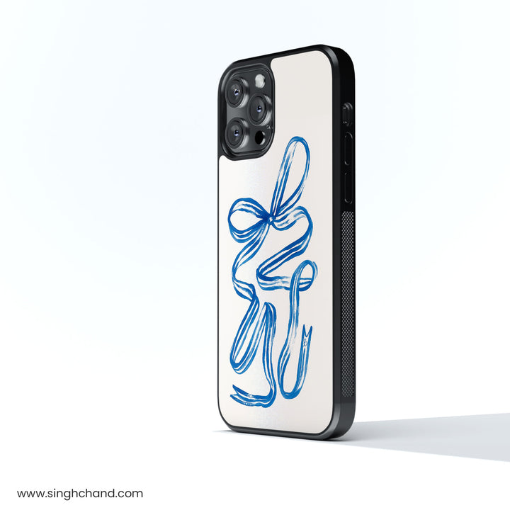 Tangled Grace – Blue Ribbon Twist Case Glass Phone Case
