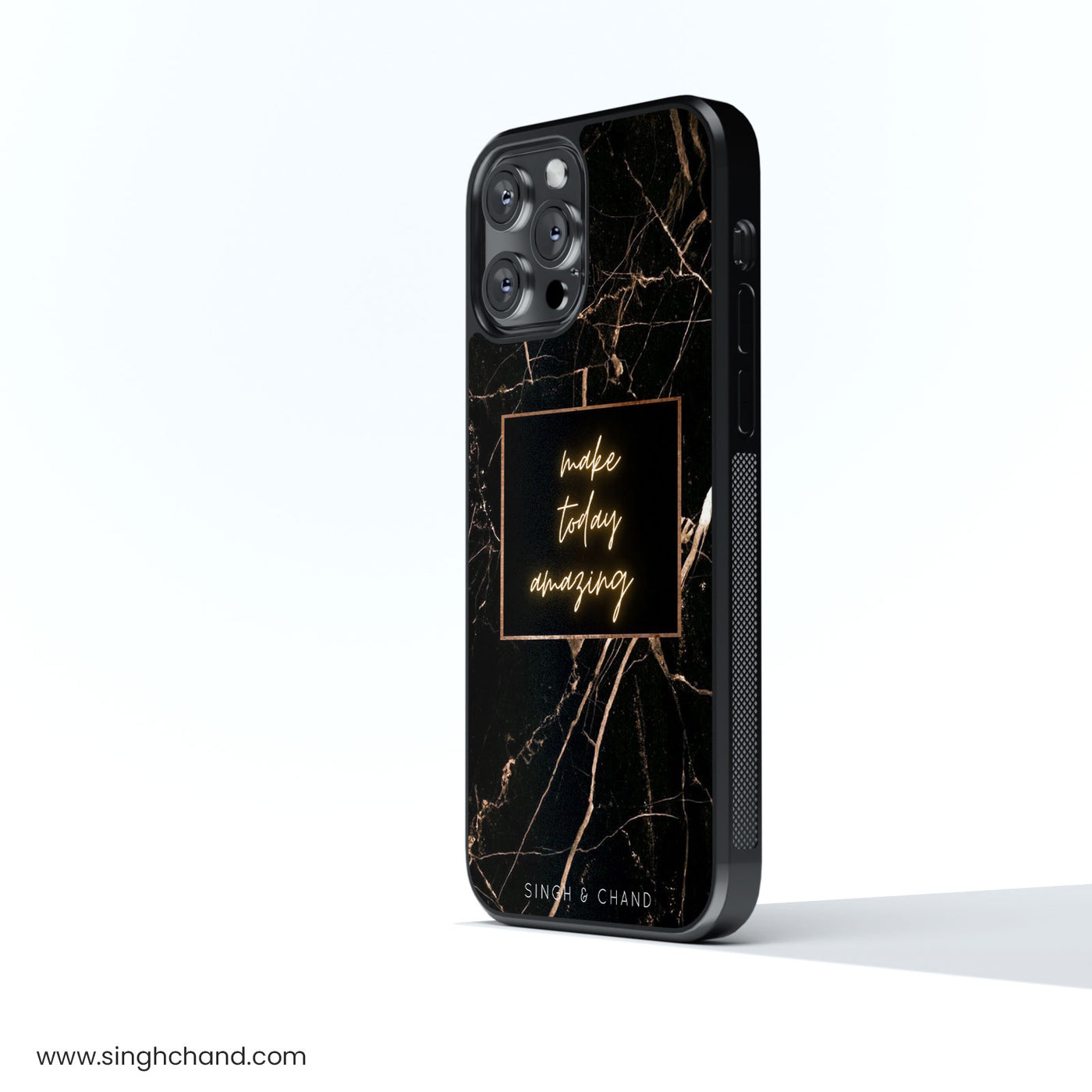 Black Marble Glass Phone Case