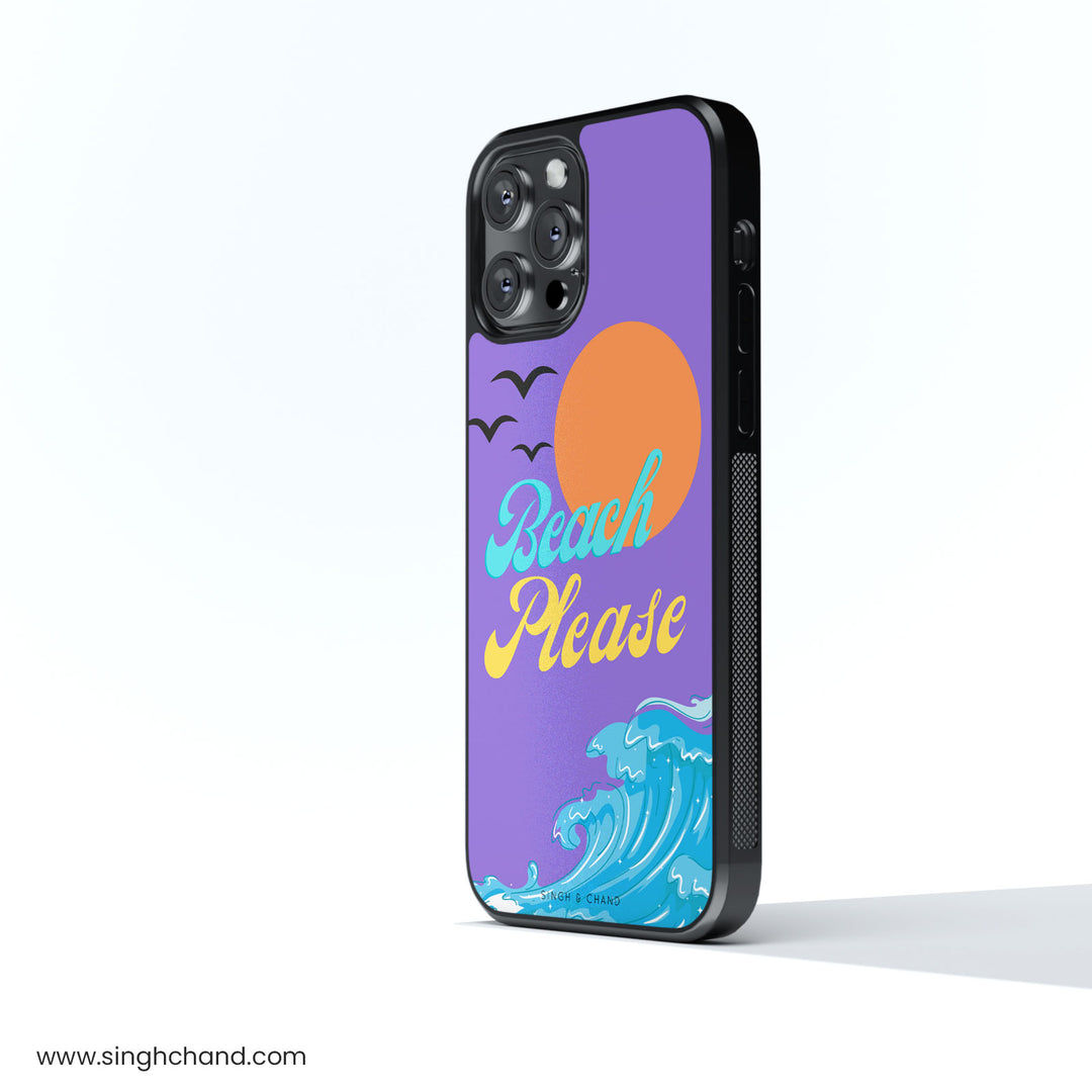 BEACH PLEASE Glass Phone Case