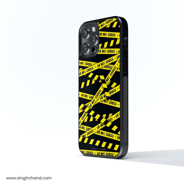 WARNING -DO NOT CROSS Glass Phone Case