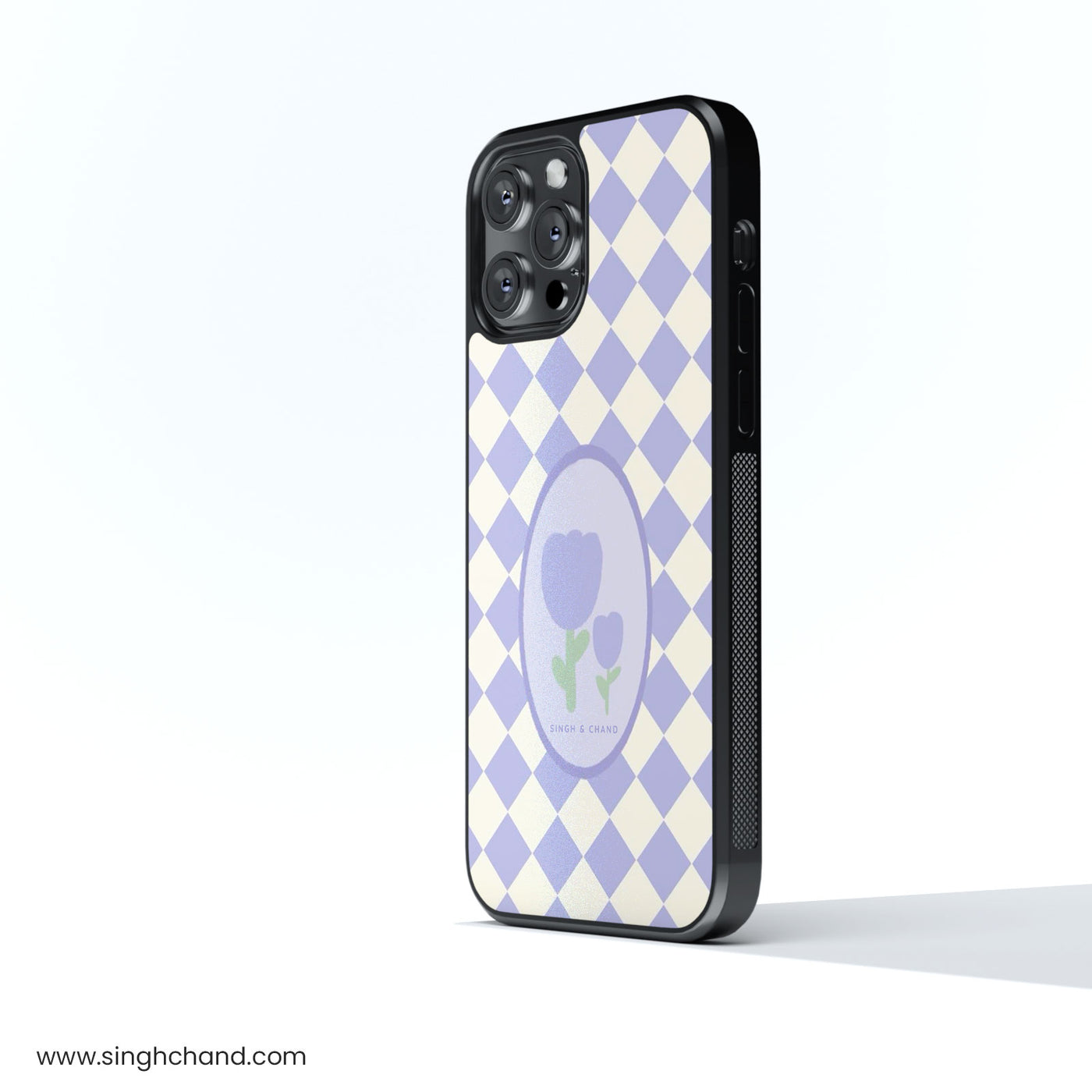 Checkered Bloom Glass Phone Case