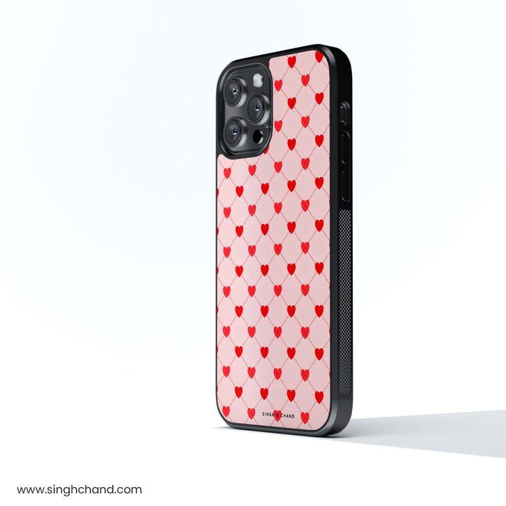 Pink Hearts Glass Phone Case