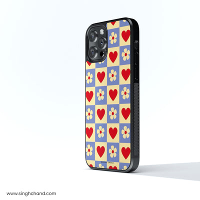 Flower and heart Glass Phone Case