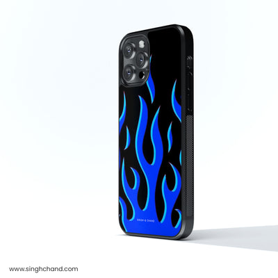 Blue flame pinterest Glass Phone Case