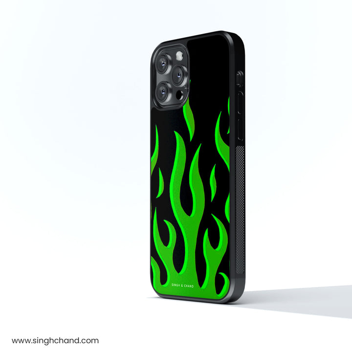 Green flame  pinterest Glass Phone Case