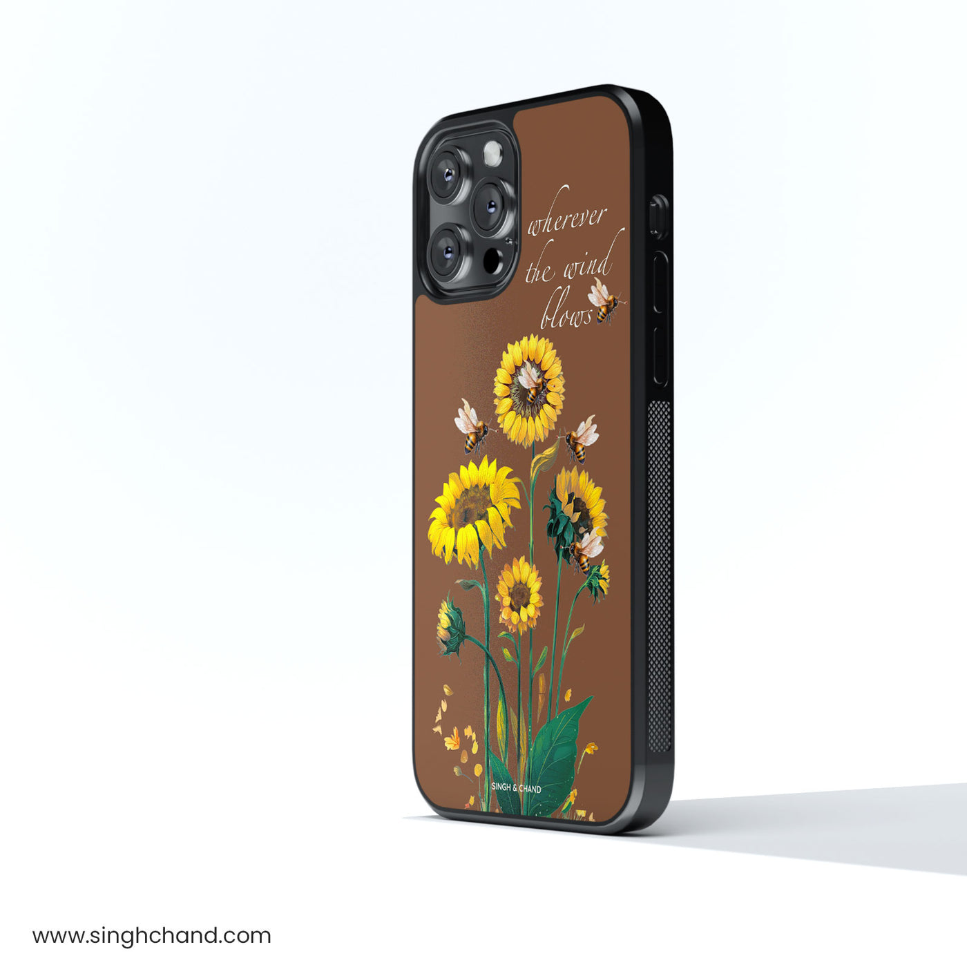 Sunflower and bees Glass Phone Case
