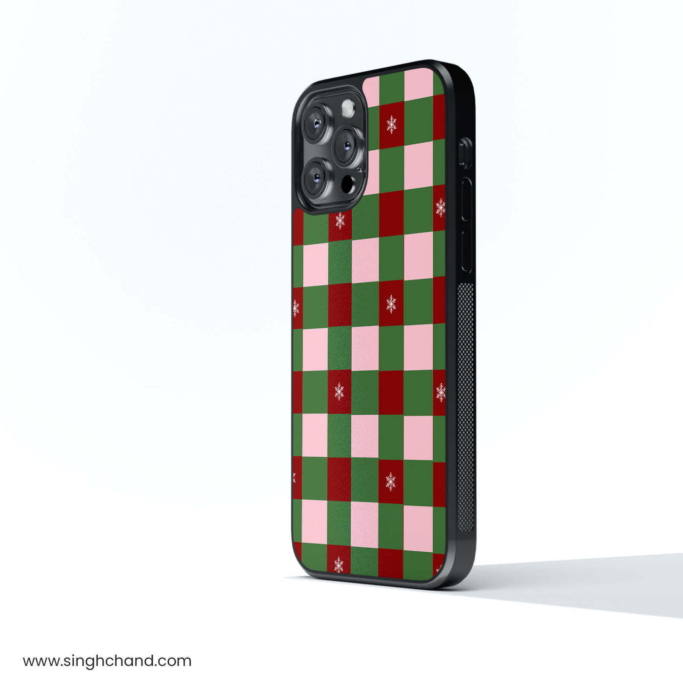 Frosted Festive Plaid Glass Phone Case