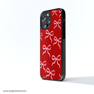 Red and Rosy Bow Glass Phone Case