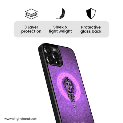 Medusa mauve Glass Phone Case