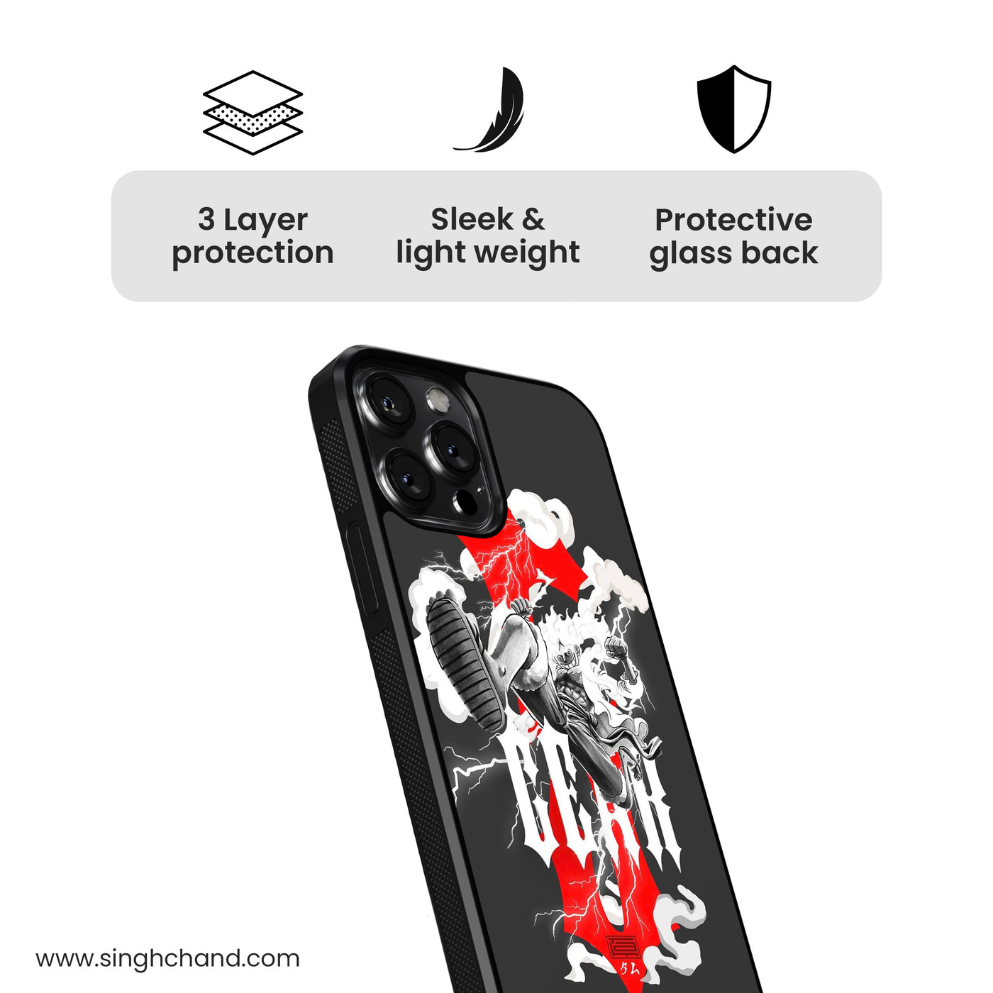 Gear 5 Luffy 1.0 One Piece Anime Glass Phone Case