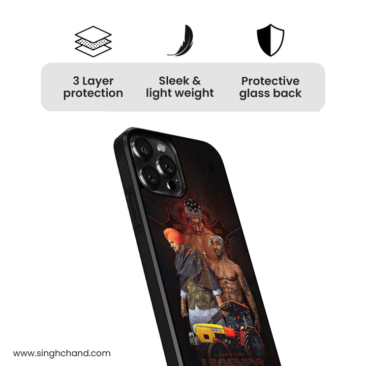 2Pac Moosewala Legends Never Die Glass Phone Case