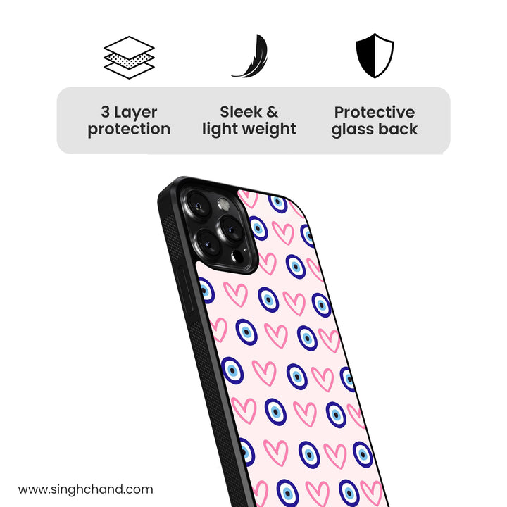 Hearts & Eyes Glass Phone Case