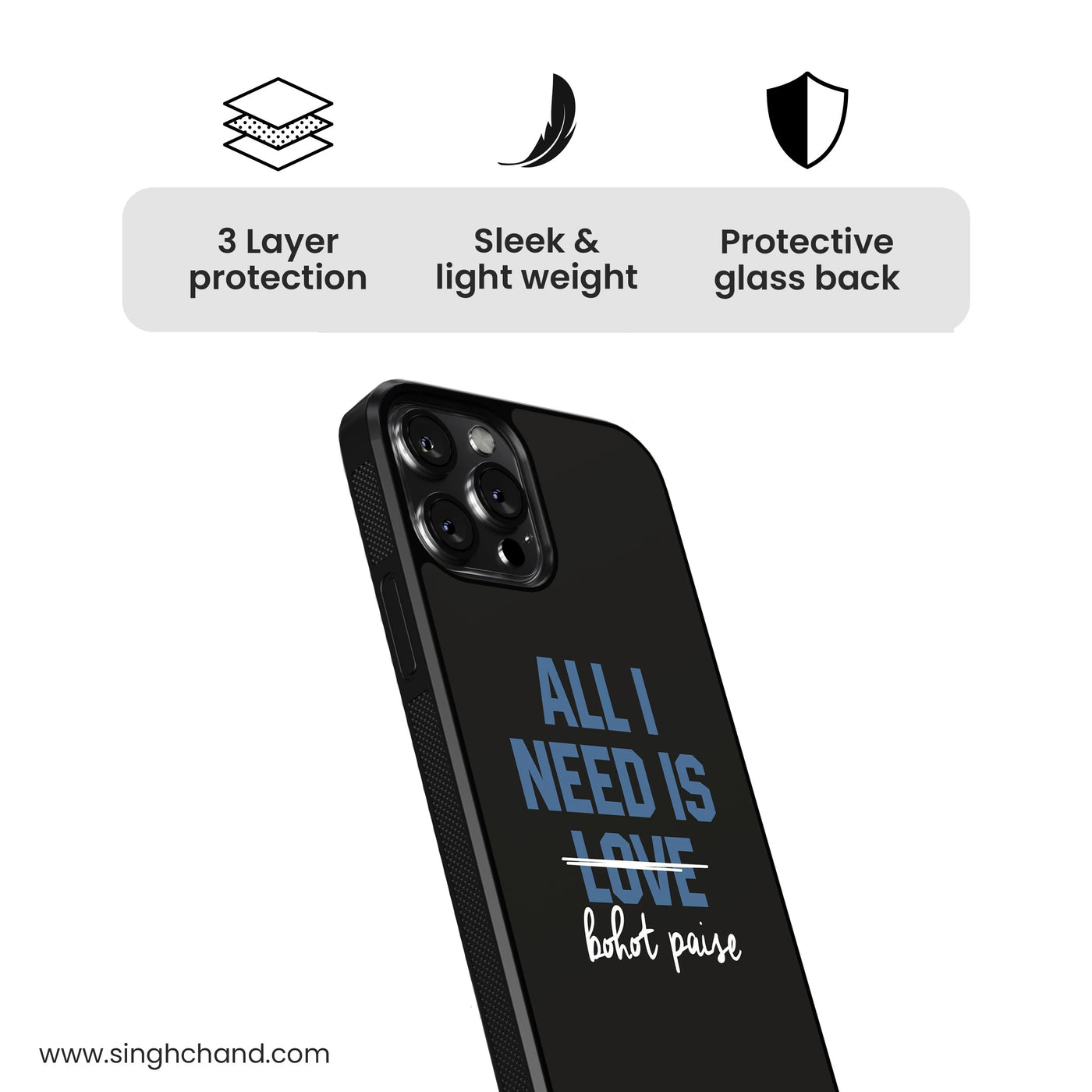 Boht Paise Glass Phone Case