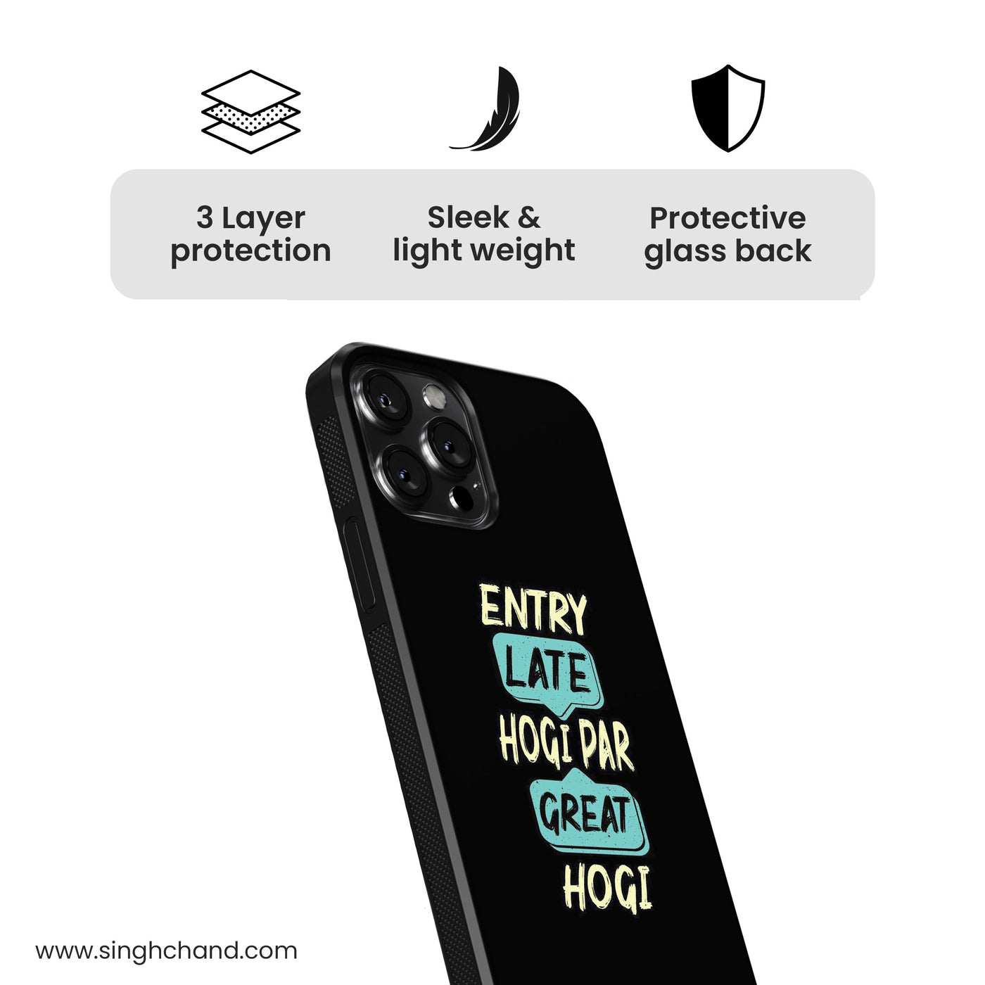 Entry late hogi par great hogi Glass Phone Case