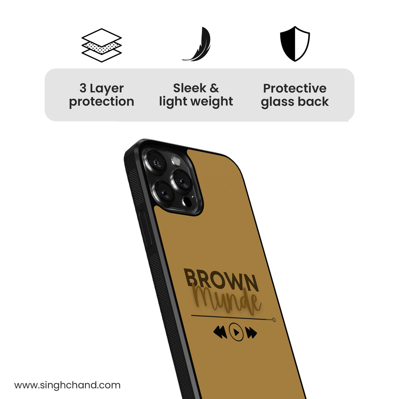 Pause play button BROWN MUNDE Glass Phone Case