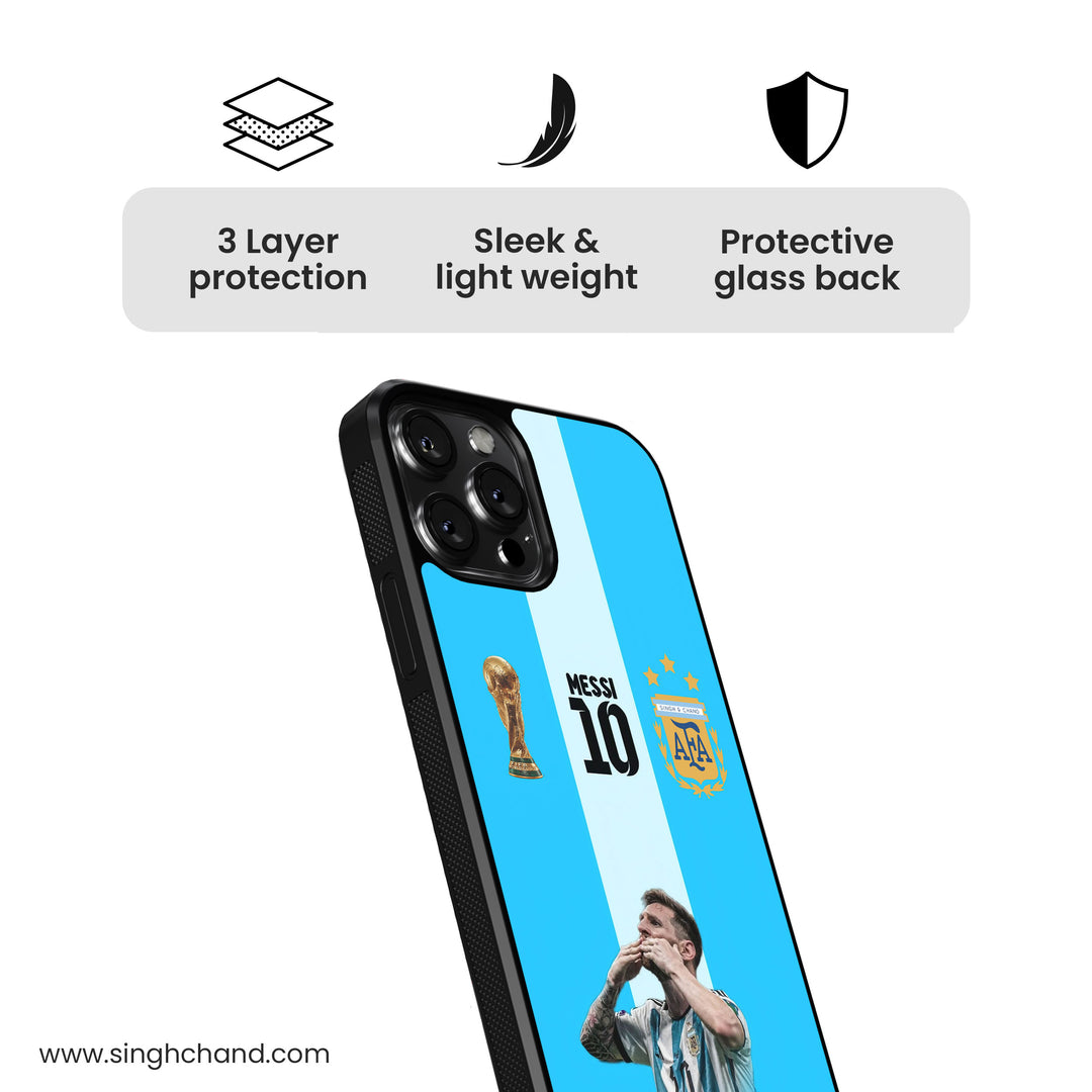 Leo Messi The Goat Glass Phone Case