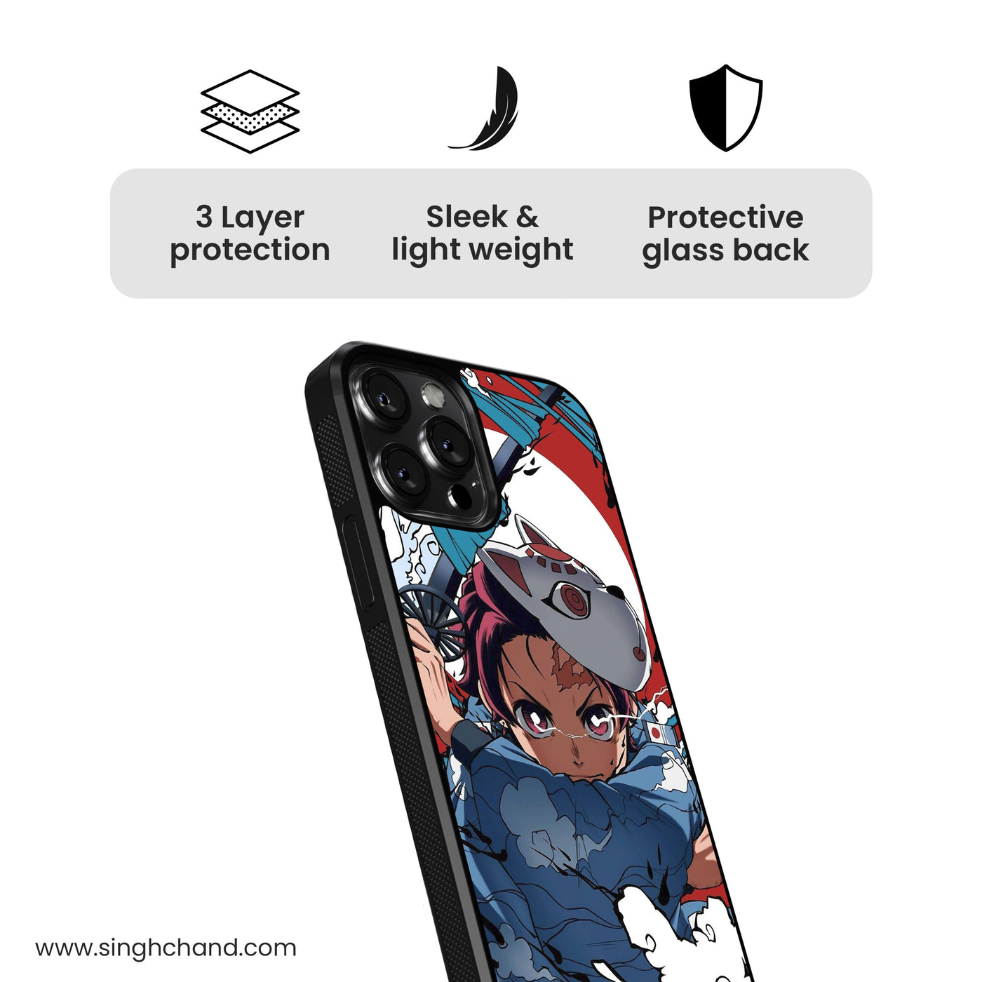 Tanjiro Water Breathing 1.0 Demon Slayer Anime Glass Phone Case