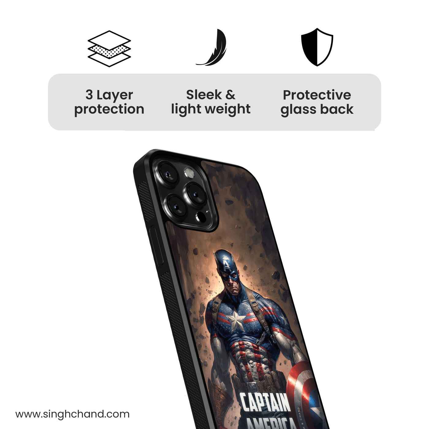 Captain America Glass Phone Case