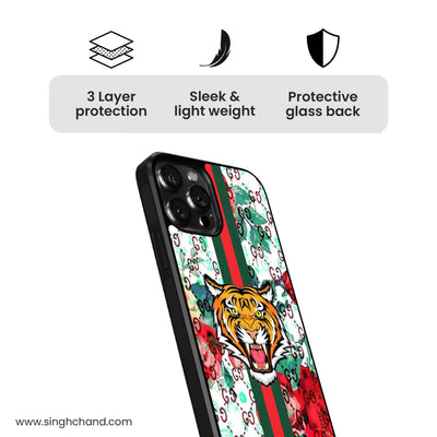 Tiger Printed Glass Phone Case