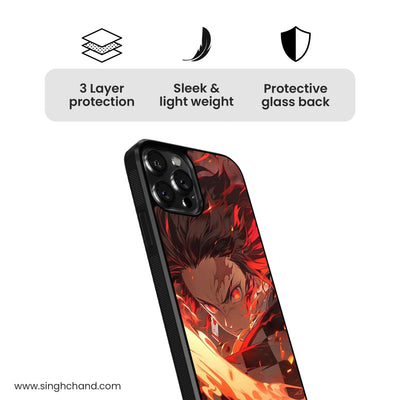 Tanjiro Fire Sword 2.0 Demon Slayer Anime Glass Phone Case