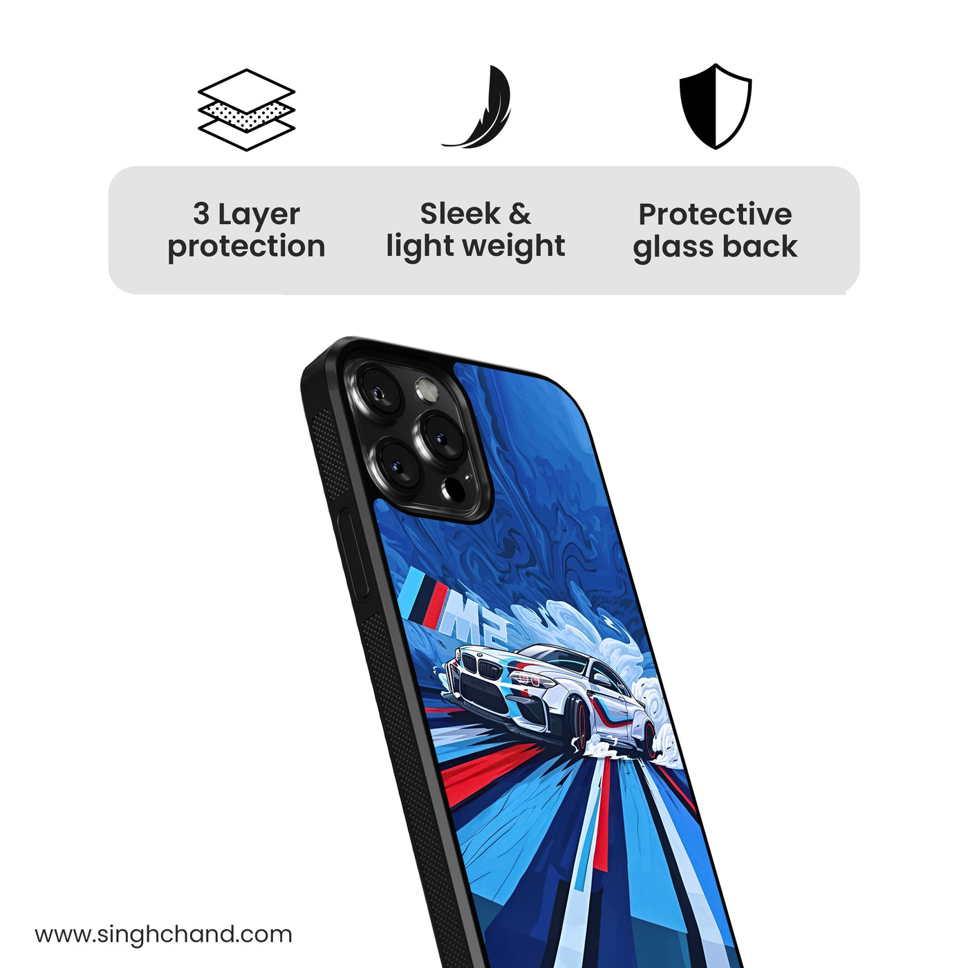 M2 Supercar Glass Phone Case