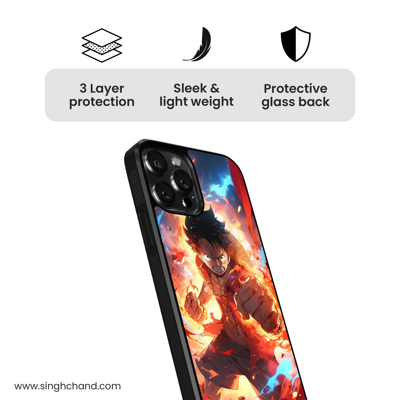 Luffy One Piece Anime Glass Phone Case