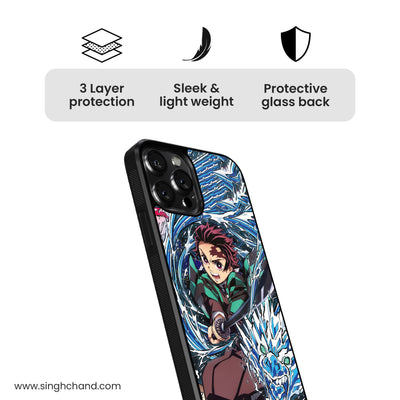 Tanjiro Water Breathing 2.0 Demon Slayer Anime Glass Phone Case