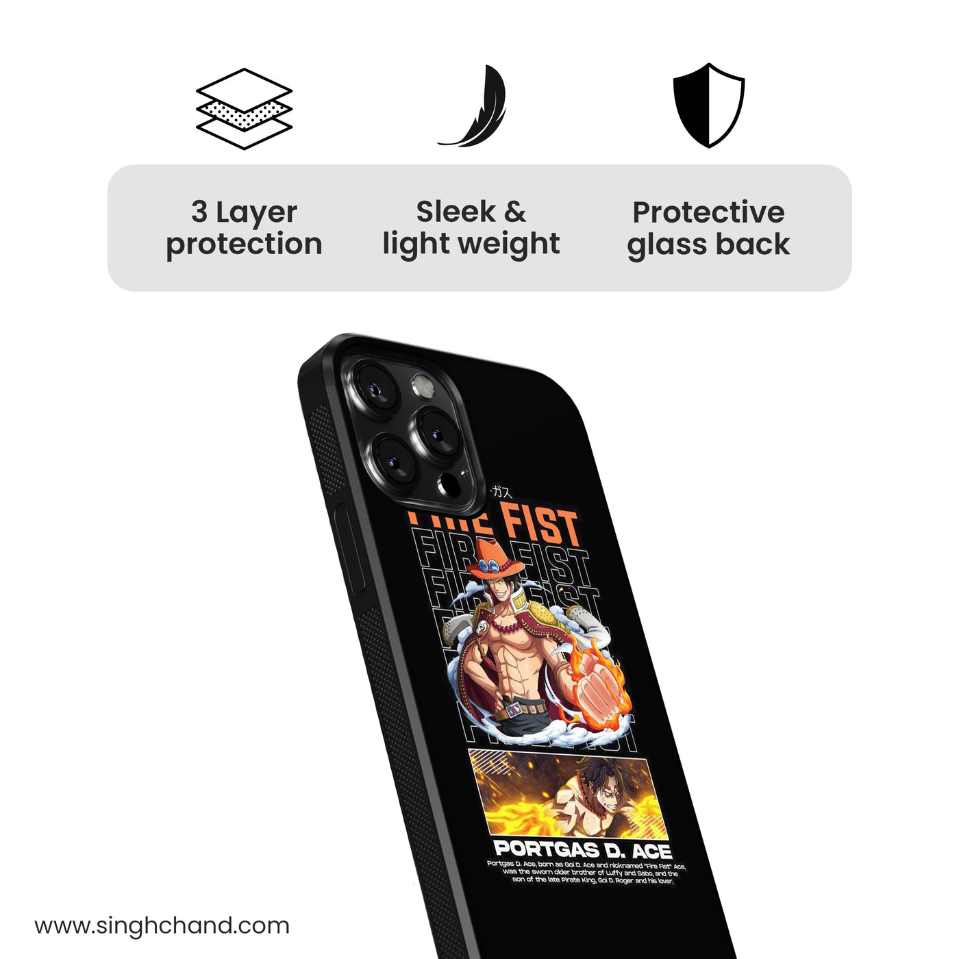 Ace Fire Fist One Piece Anime Glass Phone Case