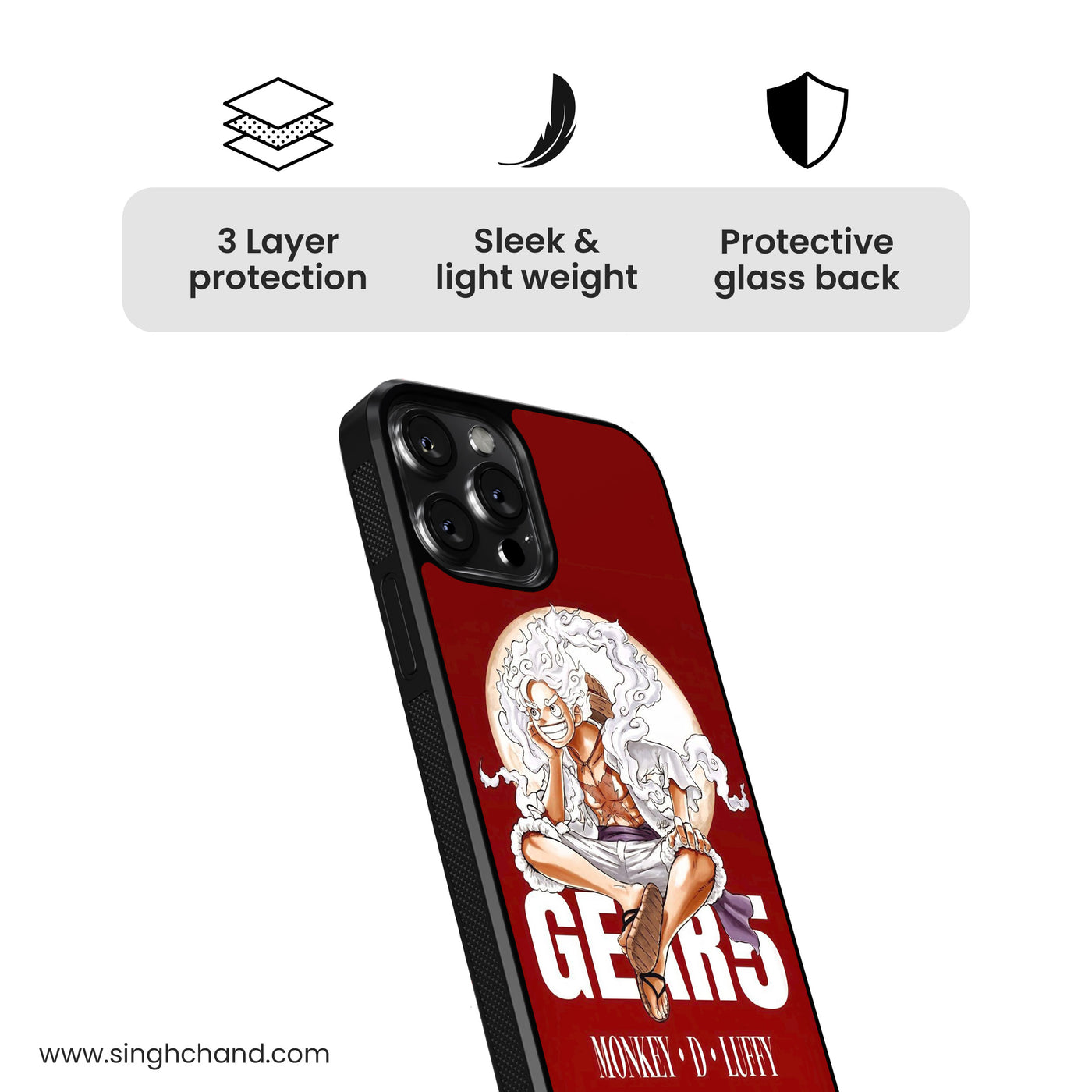 Gear 5 Luffy 3.0 One Piece Anime Glass Phone Case