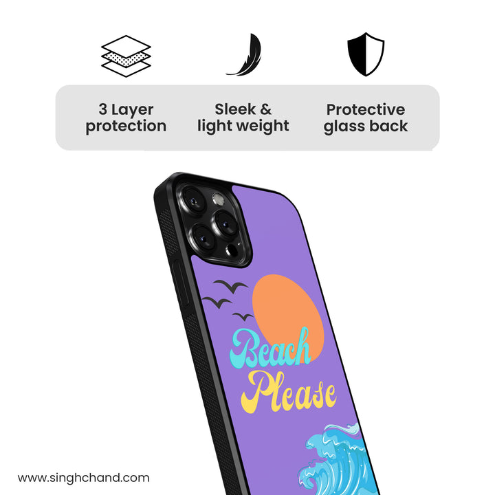 BEACH PLEASE Glass Phone Case