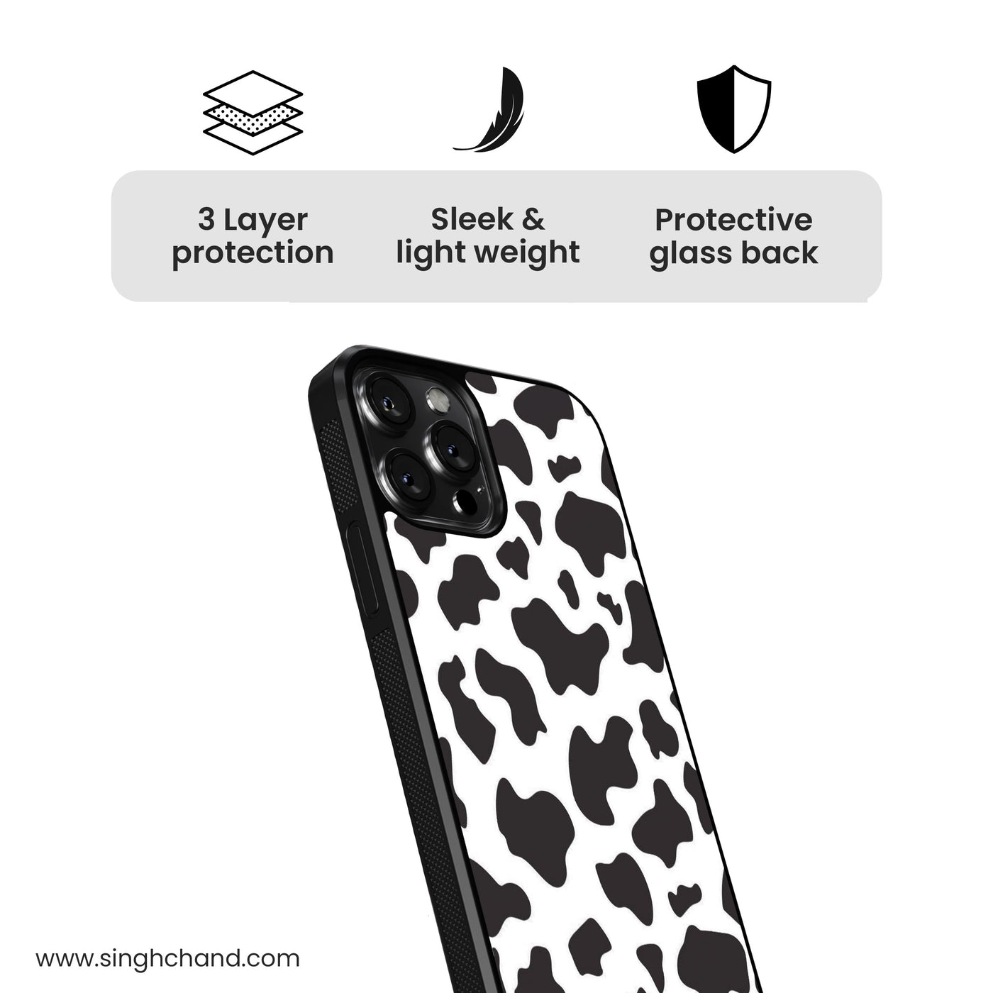 Cow Print Glass Phone Case