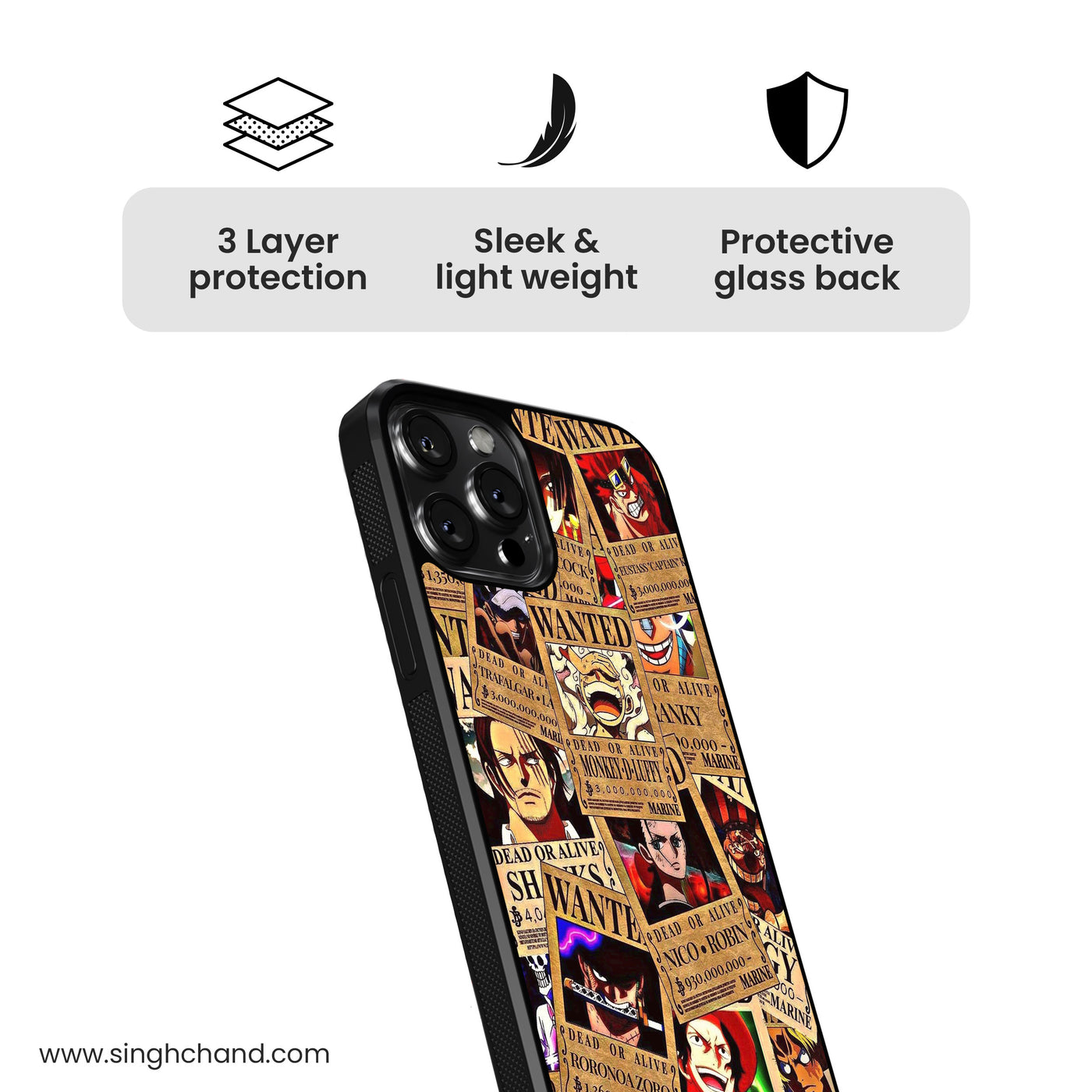 Wanted Posters One Piece Anime Glass Phone Case