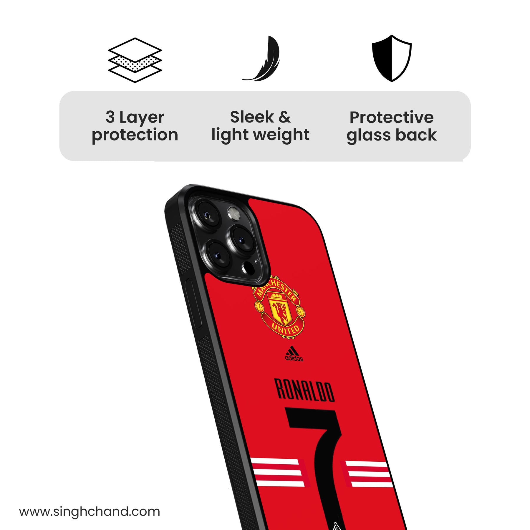 RONALDO Manchester United Glass Phone Case – SINGH & CHAND RONALDO Manchester United Glass Phone Case – SINGH & CHAND