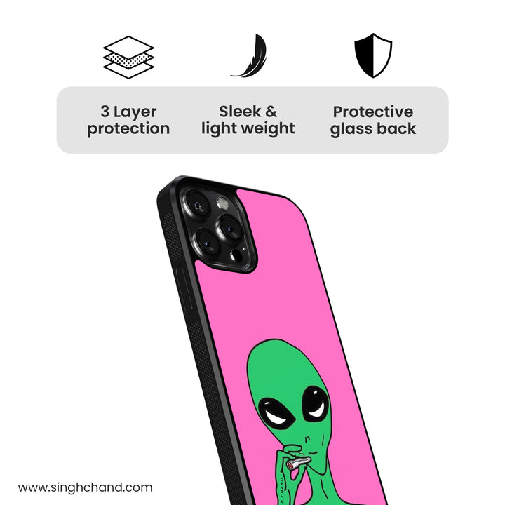 funky Alien Glass Phone Case