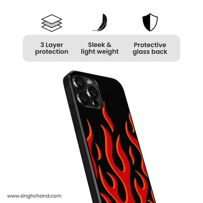 Red flame pinterest Glass Phone Case
