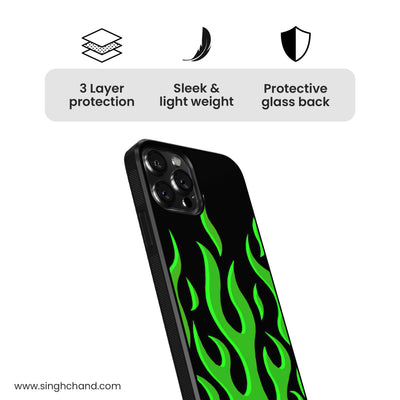 Green flame  pinterest Glass Phone Case